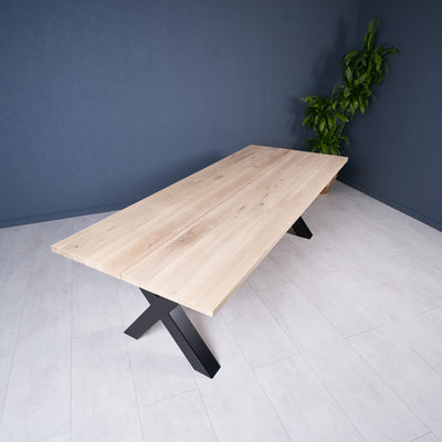 Rechthoekige Eettafel uit 2 delen massief eikenhout