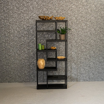 Open wandkast zwart eikenhout
