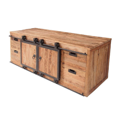 Eiken houten TV-Meubel hoogte 60cm met 2 schuifdeuren