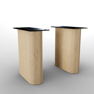 Ovale tafelpoten van eiken-stokhout (set)