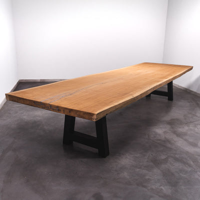 Hardhouten Boomstam Eettafel Sapelli - 440 x 130 x 7 cm