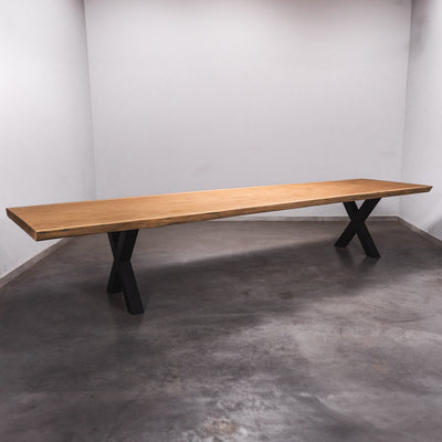 Hardhouten Boomstam Eettafel Sapelli - 435 x 110 x 7 cm