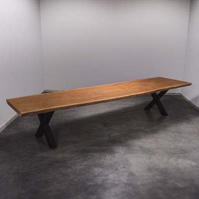 Hardhouten Boomstam Eettafel Sapelli - 440 x 110 x 7 cm