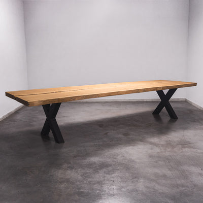 Hardhouten Boomstam Eettafel Sapelli - 380 x 120 x 7 cm