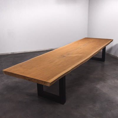Hardhouten Boomstam Eettafel Sapelli - 430 x 120 x 7 cm