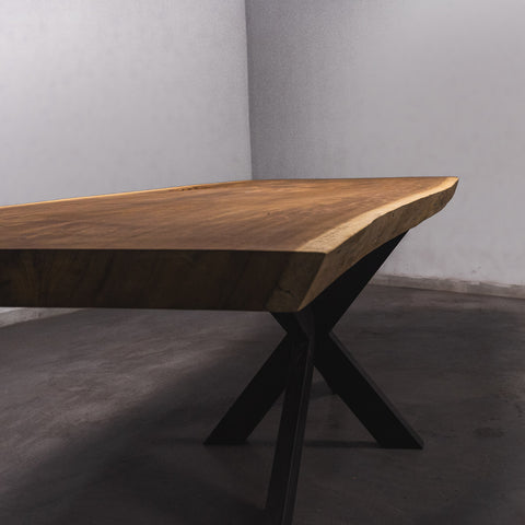 Boomstam Eettafel Iroko  - 270 x 90 x 7 cm