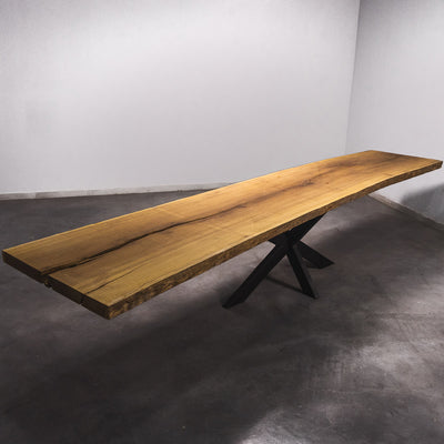 Hardhouten Boomstam Eettafel Iroko - 415 x 80 x 7 cm
