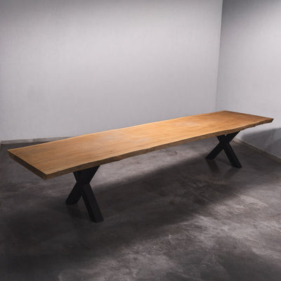Hardhouten Boomstam Eettafel Sapelli - 420 x 95 x 7 cm