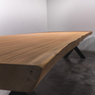 Hardhouten Boomstam Eettafel Sapelli - 420 x 95 x 7 cm