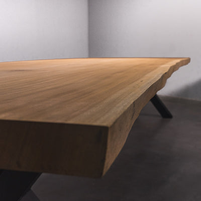 Hardhouten Boomstam Eettafel Sapelli - 400 x 110 x 7 cm