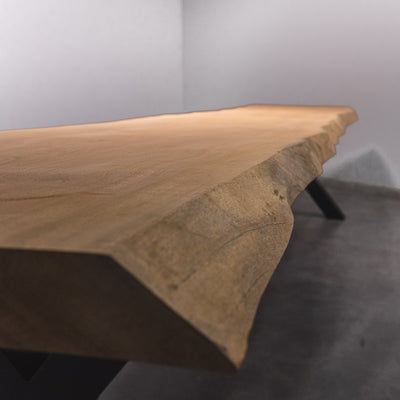 Hardhouten Boomstam Eettafel Sapelli - 400 x 85 x 7 cm