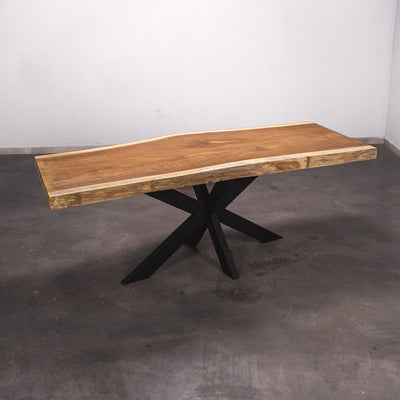 Boomstam Eettafel Iroko  - 220 x 90 x 7 cm