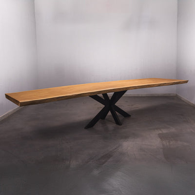 Hardhouten Boomstam Eettafel Sapelli - 400 x 90 x 7 cm