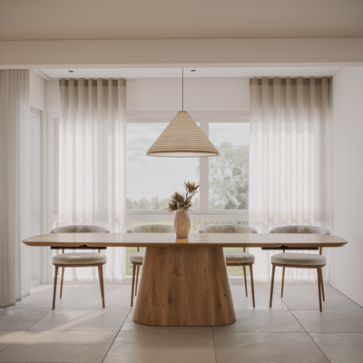 Deens-ovale eettafel „Romeo“ van massief eikenhout met aansteekplaten