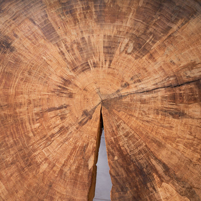 Ronde boomstamtafel van Populierenhout