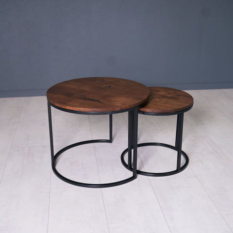 salontafel set rond eikenhout