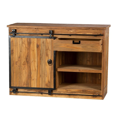kleine hard houten dressoir met schuifdeur